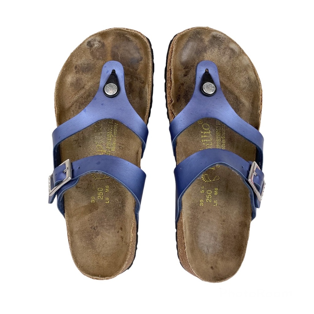 Birkenstock Papillio Metallic Purple Blue 2 Strap Thong Sandals Sz 39 / US 8